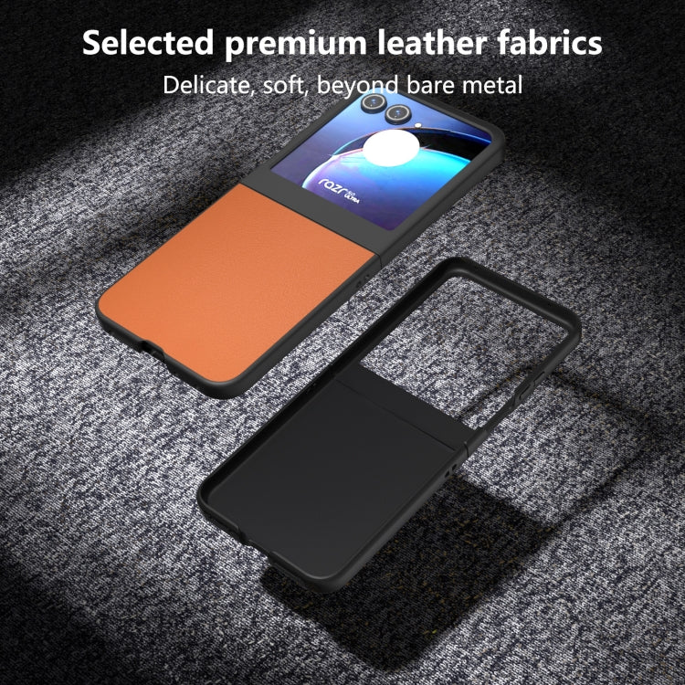 For Motorola Razr 50 PU Leather Black Frame Full Coverage Phone Case