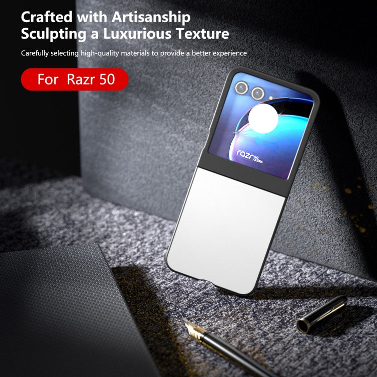 For Motorola Razr 50 PU Leather Black Frame Full Coverage Phone Case