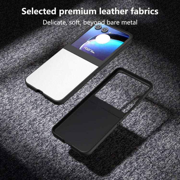 For Motorola Razr 50 PU Leather Black Frame Full Coverage Phone Case