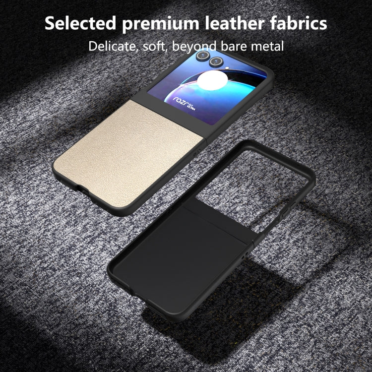 For Motorola Razr 50 PU Leather Black Frame Full Coverage Phone Case