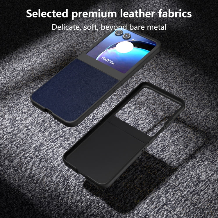 For Motorola Razr 50 PU Leather Black Frame Full Coverage Phone Case