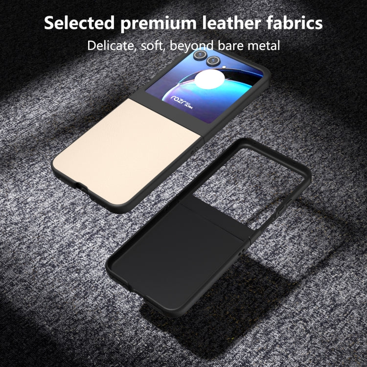 For Motorola Razr 50 PU Leather Black Frame Full Coverage Phone Case