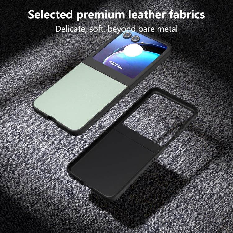 For Motorola Razr 50 PU Leather Black Frame Full Coverage Phone Case