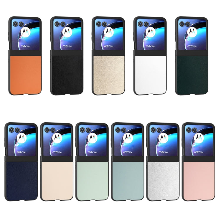 For Motorola Razr 50 PU Leather Black Frame Full Coverage Phone Case