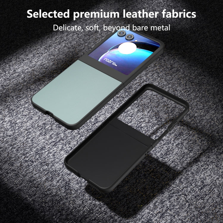 For Motorola Razr 50 PU Leather Black Frame Full Coverage Phone Case