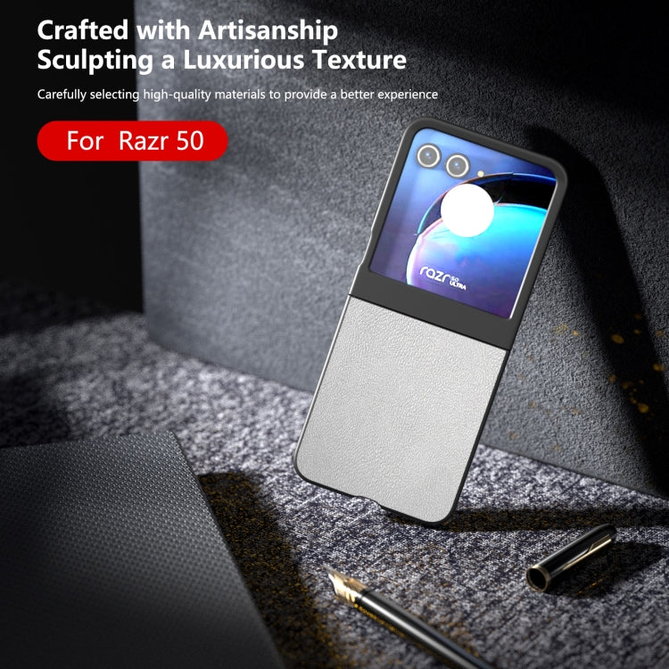 For Motorola Razr 50 PU Leather Black Frame Full Coverage Phone Case