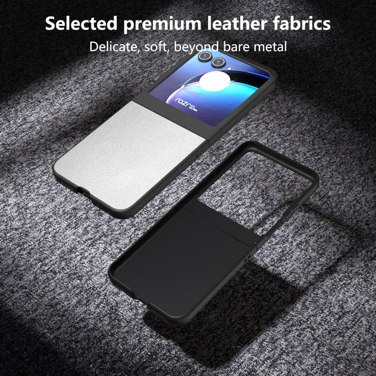 For Motorola Razr 50 PU Leather Black Frame Full Coverage Phone Case