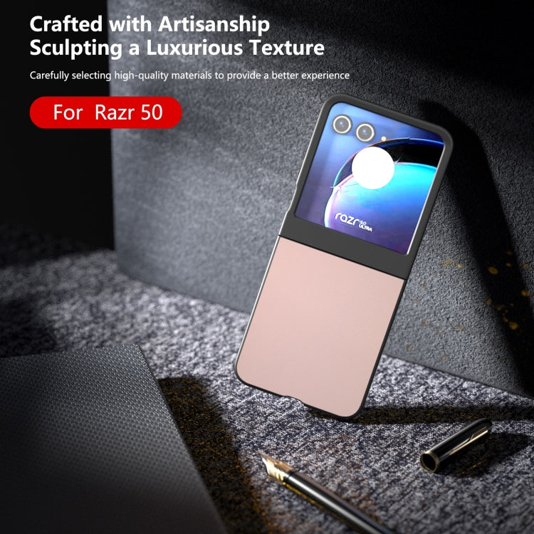 For Motorola Razr 50 PU Leather Black Frame Full Coverage Phone Case