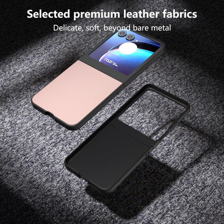 For Motorola Razr 50 PU Leather Black Frame Full Coverage Phone Case