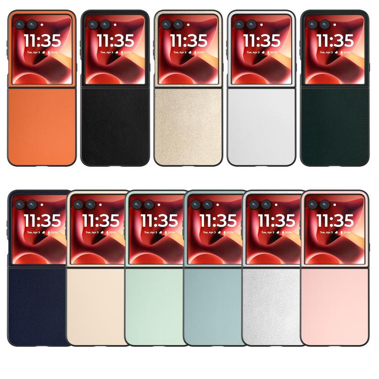 For Motorola Razr 60 Ultra PU Leather Black Frame Full Coverage Phone Case
