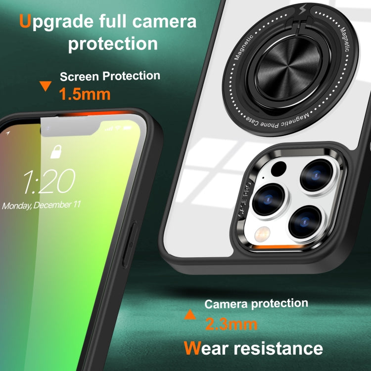 For iPhone 16 Pro Max Magnetic Rotating Ring Holder Phone Case