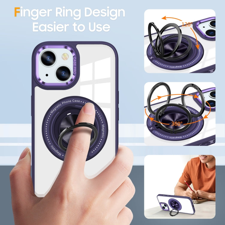 For iPhone 15 Plus Magnetic Rotating Ring Holder Phone Case