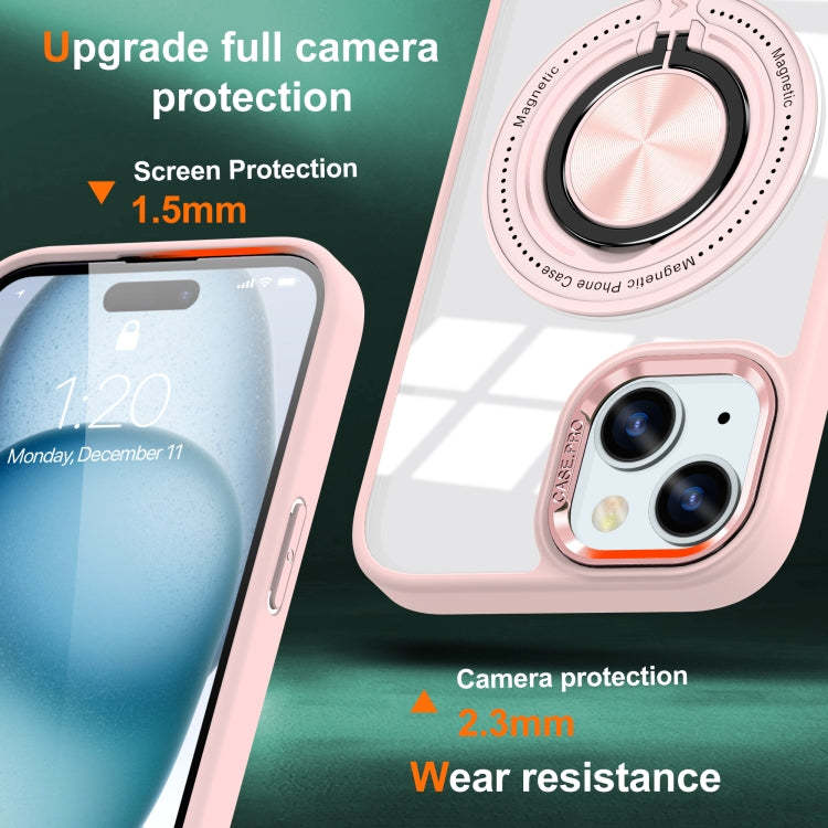 For iPhone 15 Magnetic Rotating Ring Holder Phone Case