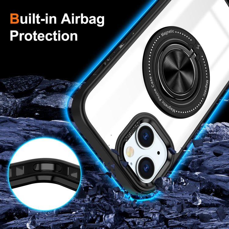 For iPhone 15 Magnetic Rotating Ring Holder Phone Case