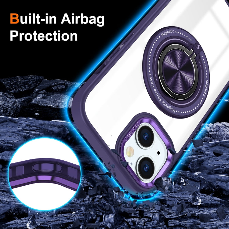 For iPhone 14 Plus Magnetic Rotating Ring Holder Phone Case