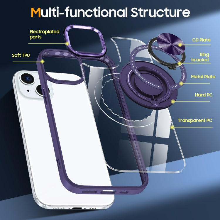 For iPhone 14 Magnetic Rotating Ring Holder Phone Case
