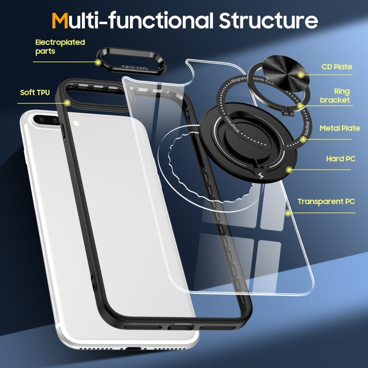 For iPhone 8 Plus / 7 Plus Magnetic Rotating Ring Holder Phone Case