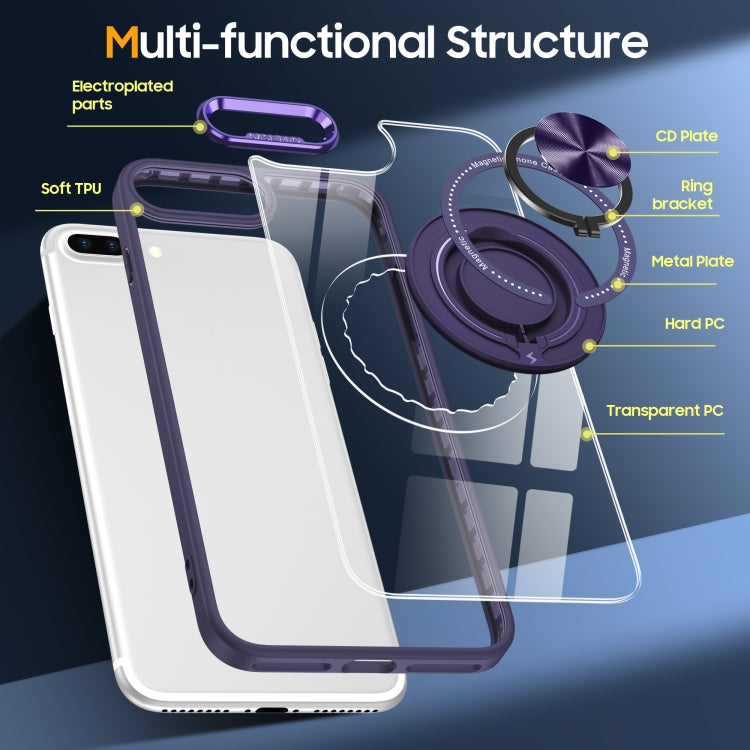 For iPhone 8 Plus / 7 Plus Magnetic Rotating Ring Holder Phone Case