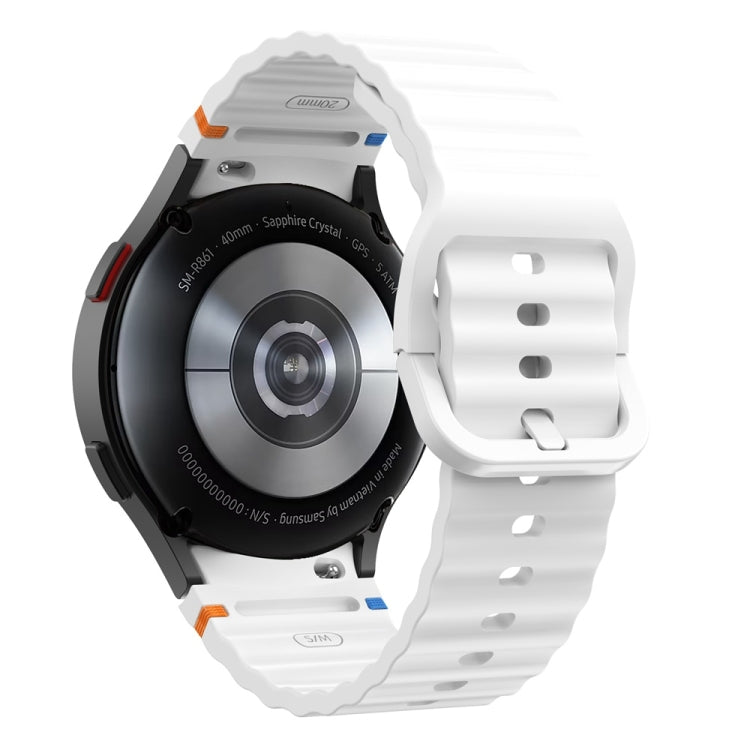 For Samsung Galaxy Watch FE 40mm Wave Pattern Stitched Silicone Watch Band