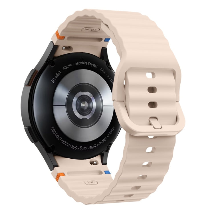 For Samsung Galaxy Watch FE 40mm Wave Pattern Stitched Silicone Watch Band