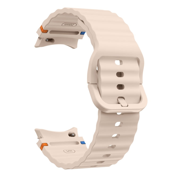 For Samsung Galaxy Watch FE 40mm Wave Pattern Stitched Silicone Watch Band