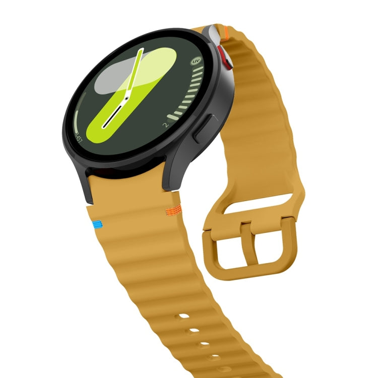 For Samsung Galaxy Watch FE 40mm Wave Pattern Stitched Silicone Watch Band