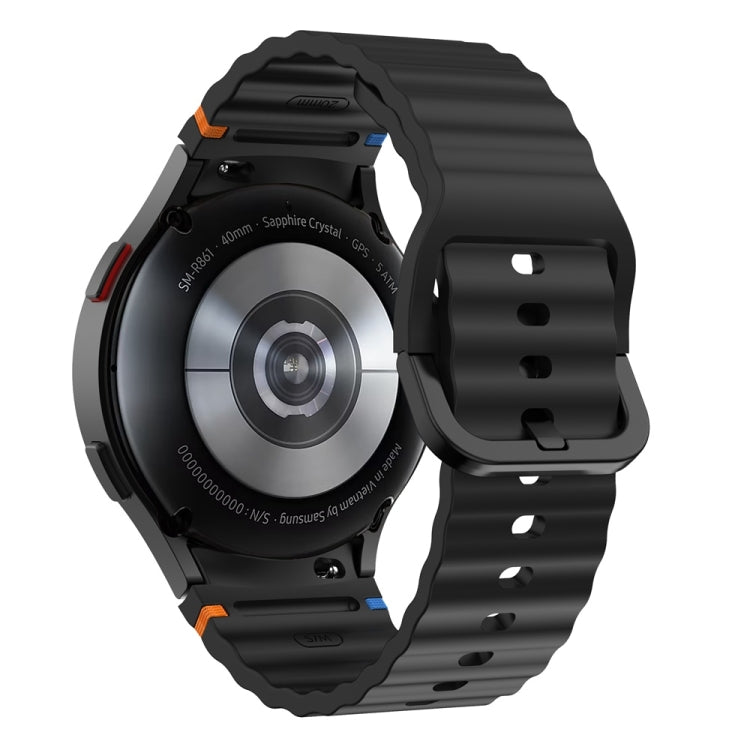 For Samsung Galaxy Watch FE 40mm Wave Pattern Stitched Silicone Watch Band