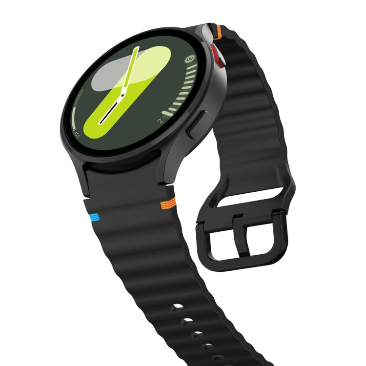 For Samsung Galaxy Watch FE 40mm Wave Pattern Stitched Silicone Watch Band