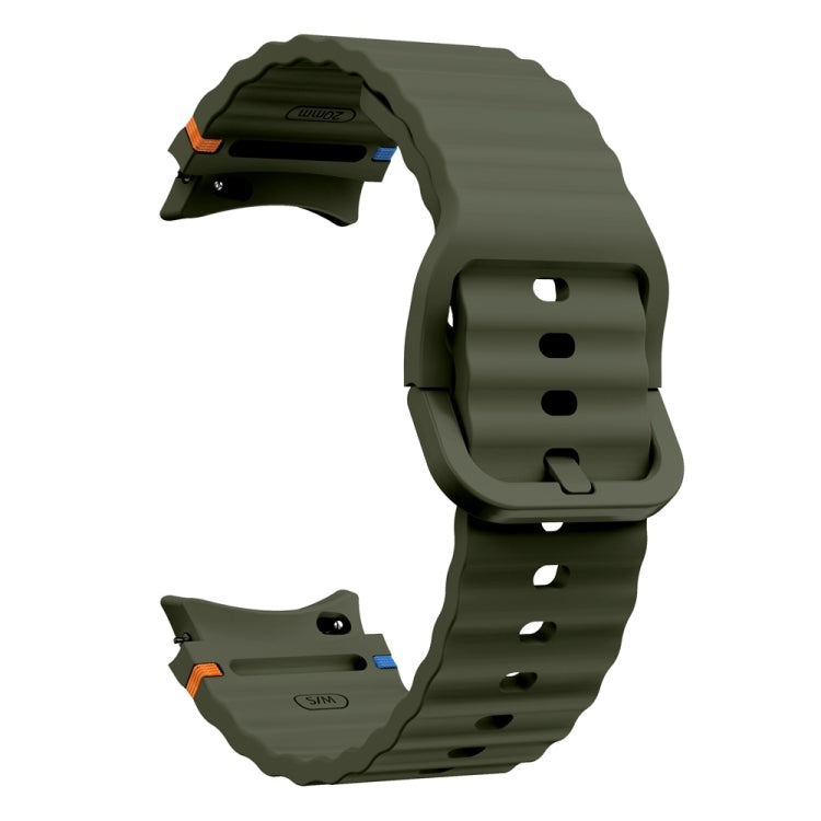 For Samsung Galaxy Watch FE 40mm Wave Pattern Stitched Silicone Watch Band