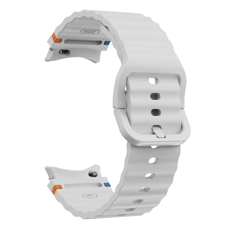 For Samsung Galaxy Watch FE 40mm Wave Pattern Stitched Silicone Watch Band