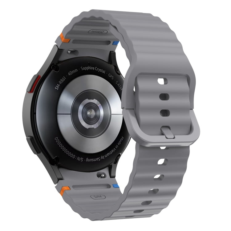 For Samsung Galaxy Watch FE 40mm Wave Pattern Stitched Silicone Watch Band