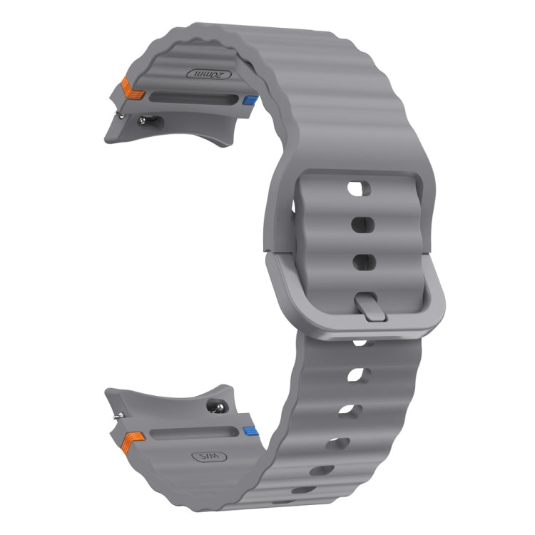 For Samsung Galaxy Watch FE 40mm Wave Pattern Stitched Silicone Watch Band