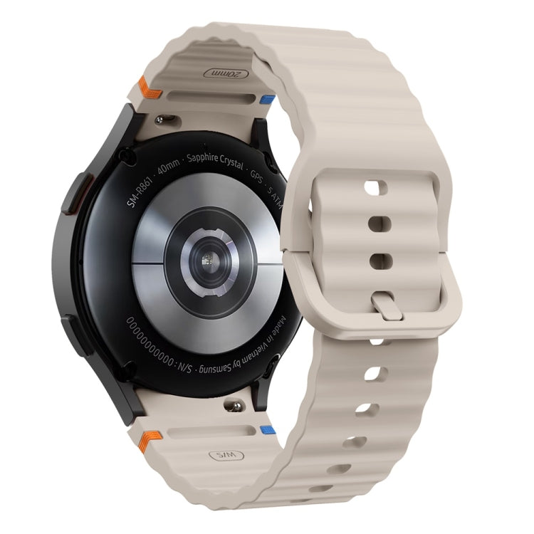 For Samsung Galaxy Watch FE 40mm Wave Pattern Stitched Silicone Watch Band