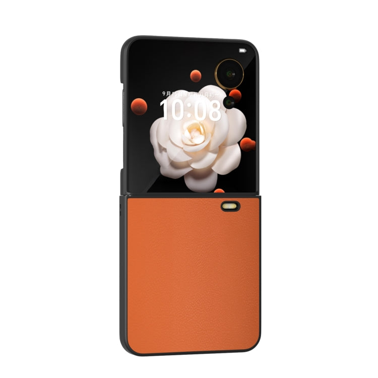 For Honor Magic V Flip PU Leather Black Frame Full Coverage Phone Case