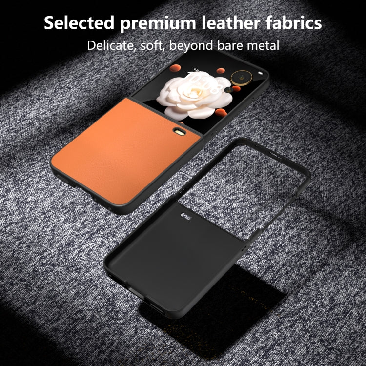 For Honor Magic V Flip PU Leather Black Frame Full Coverage Phone Case
