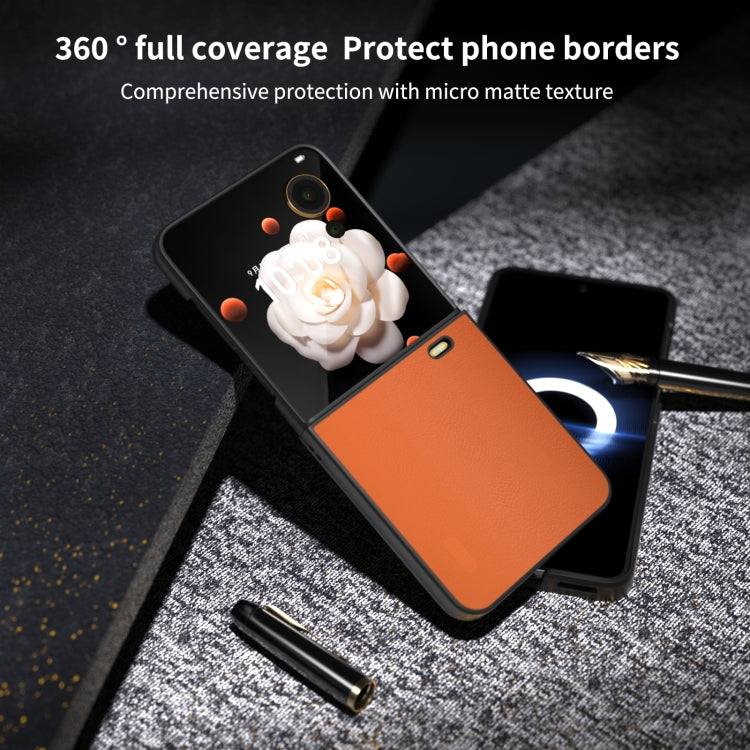 For Honor Magic V Flip PU Leather Black Frame Full Coverage Phone Case