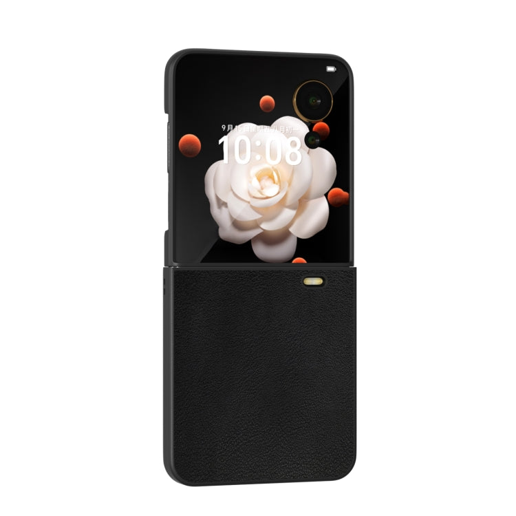 For Honor Magic V Flip PU Leather Black Frame Full Coverage Phone Case