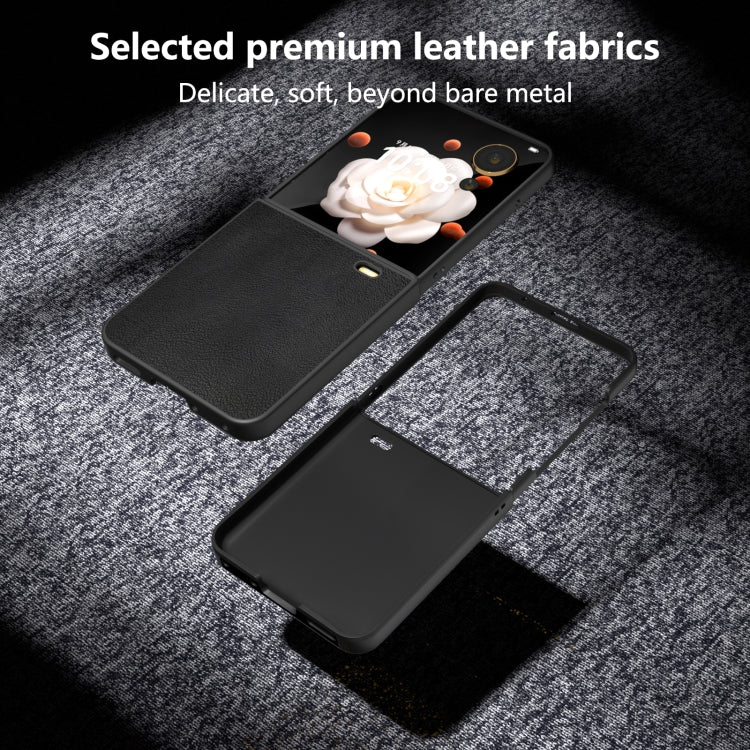 For Honor Magic V Flip PU Leather Black Frame Full Coverage Phone Case