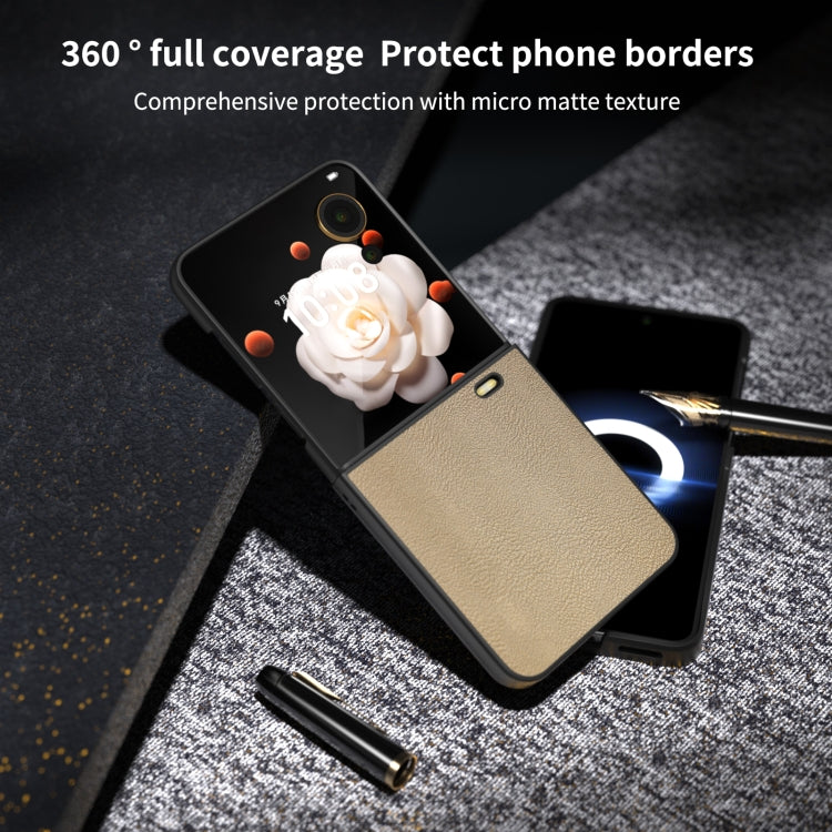 For Honor Magic V Flip PU Leather Black Frame Full Coverage Phone Case