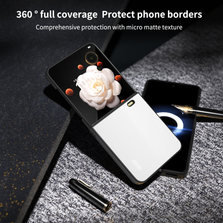 For Honor Magic V Flip PU Leather Black Frame Full Coverage Phone Case