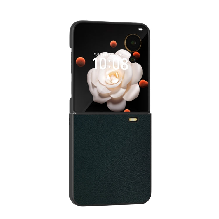For Honor Magic V Flip PU Leather Black Frame Full Coverage Phone Case