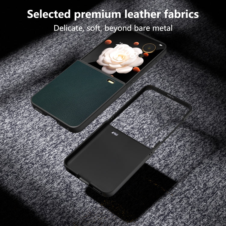For Honor Magic V Flip PU Leather Black Frame Full Coverage Phone Case