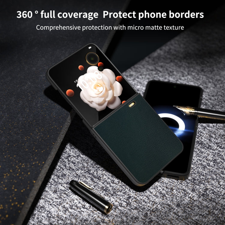 For Honor Magic V Flip PU Leather Black Frame Full Coverage Phone Case