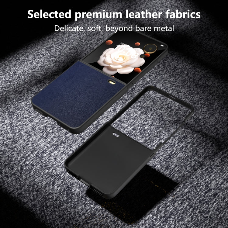 For Honor Magic V Flip PU Leather Black Frame Full Coverage Phone Case
