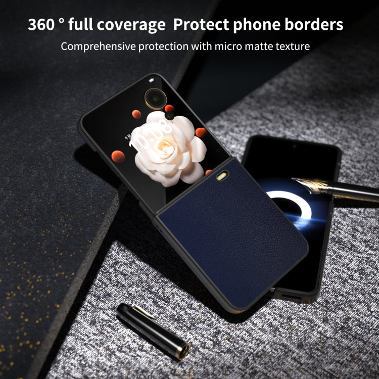 For Honor Magic V Flip PU Leather Black Frame Full Coverage Phone Case
