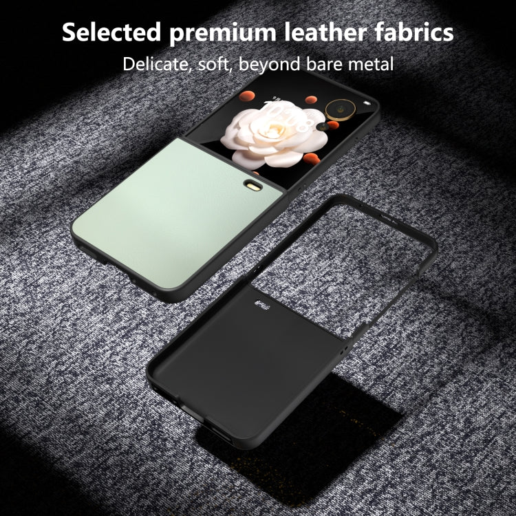 For Honor Magic V Flip PU Leather Black Frame Full Coverage Phone Case