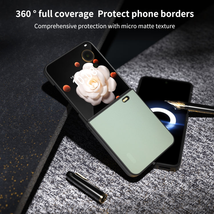 For Honor Magic V Flip PU Leather Black Frame Full Coverage Phone Case
