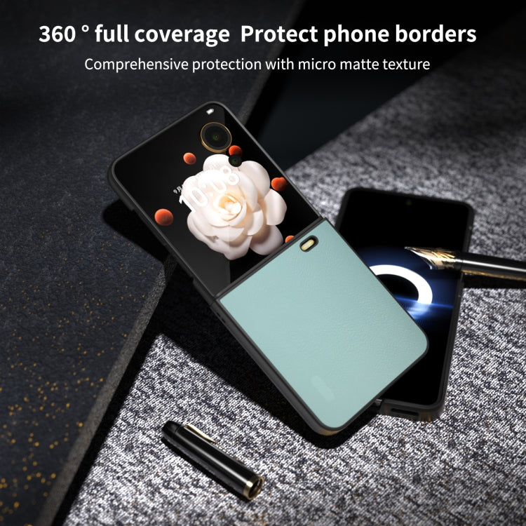 For Honor Magic V Flip PU Leather Black Frame Full Coverage Phone Case
