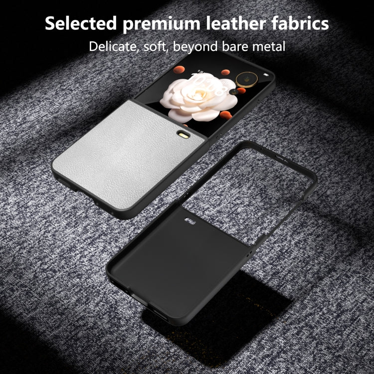 For Honor Magic V Flip PU Leather Black Frame Full Coverage Phone Case