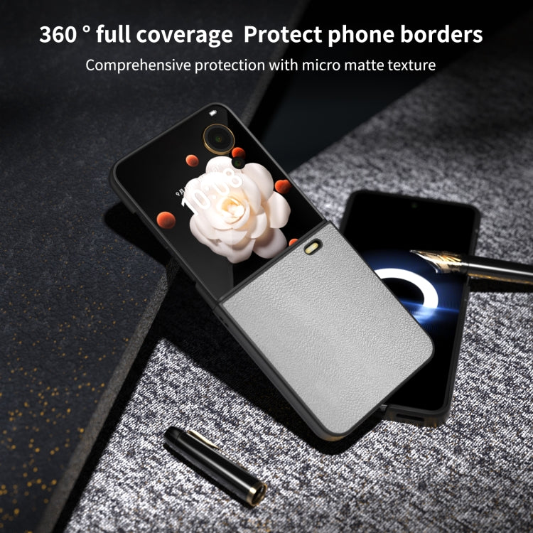 For Honor Magic V Flip PU Leather Black Frame Full Coverage Phone Case